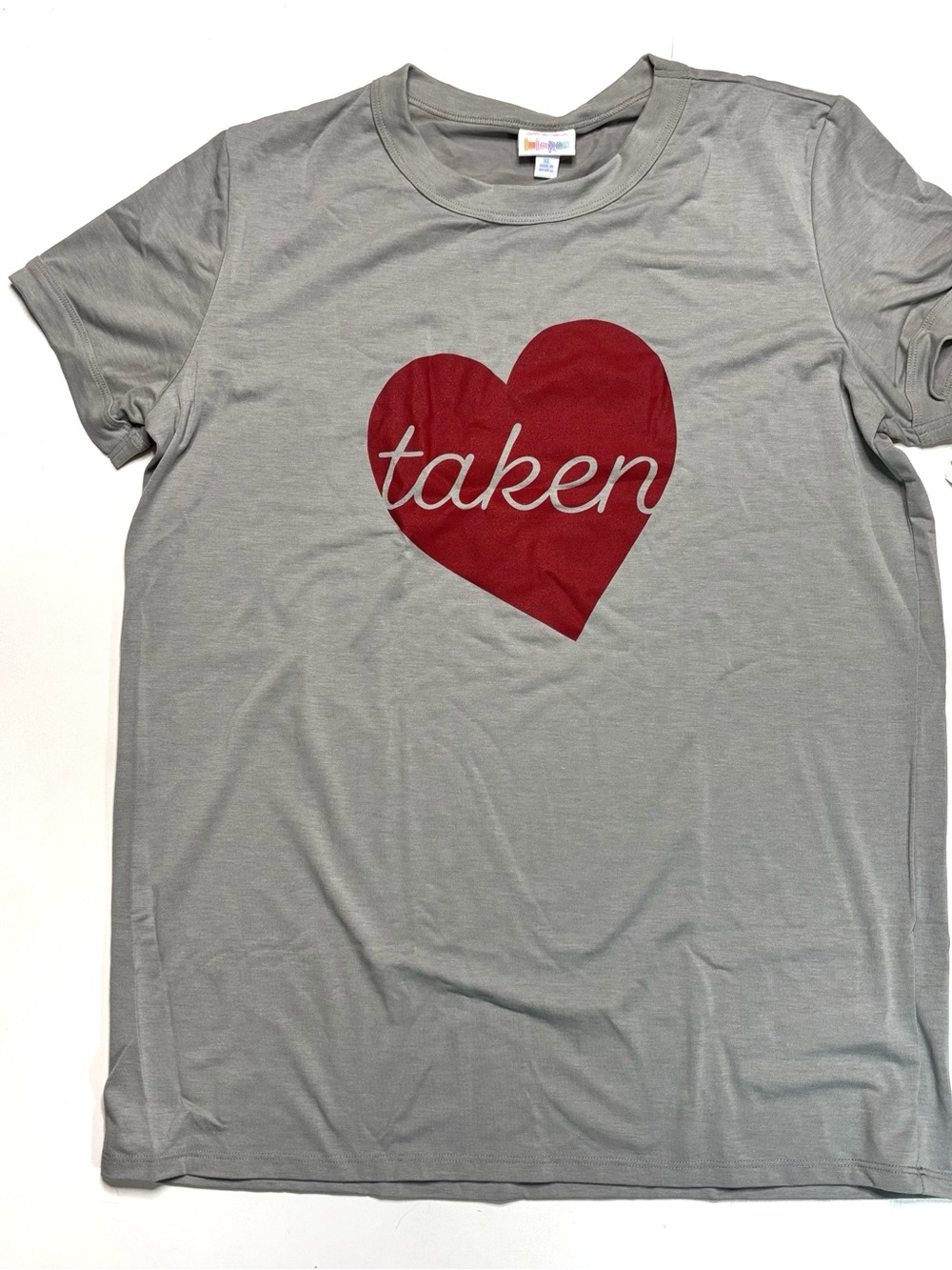Gray Tee with Red Heart 'taken' Graphic NWT